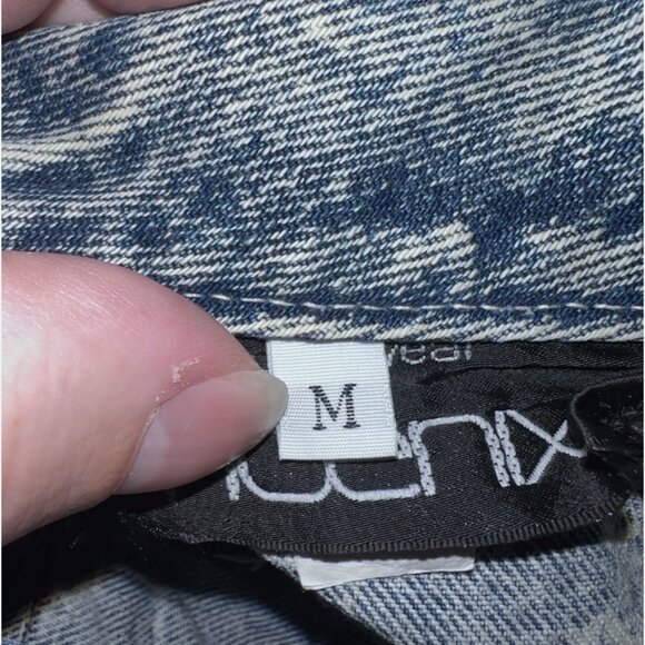 Outerwear by Phoenix Vintage Acid Washed Distressed Fringe Denim Jean Jacket - Picture 6 of 8